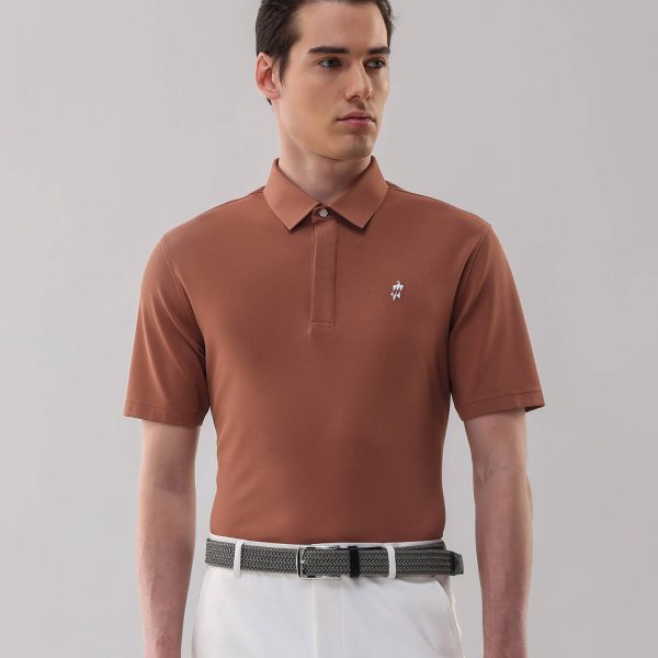 Coral Orange High-Stretch Short-Sleeve Polo
