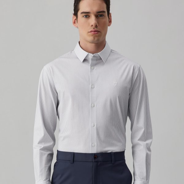Drift Gray Striped High-Stretch Shirt