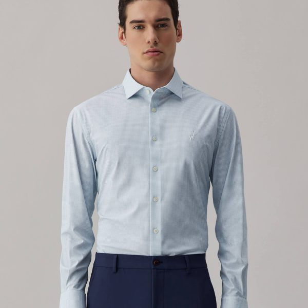 Glacier Gray Blue Check High-Stretch Shirt