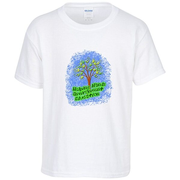 Gildan 5.3 oz. Cotton T-Shirt - Youth - Full Color - White 105233-Y-FC-W