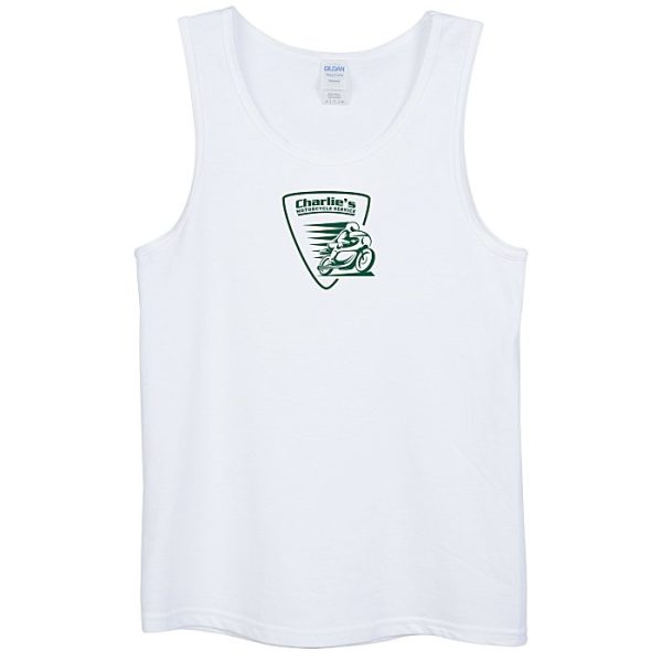 Gildan 5.3 oz. Cotton Tank Top - Mens - White 105233-M-TT-W