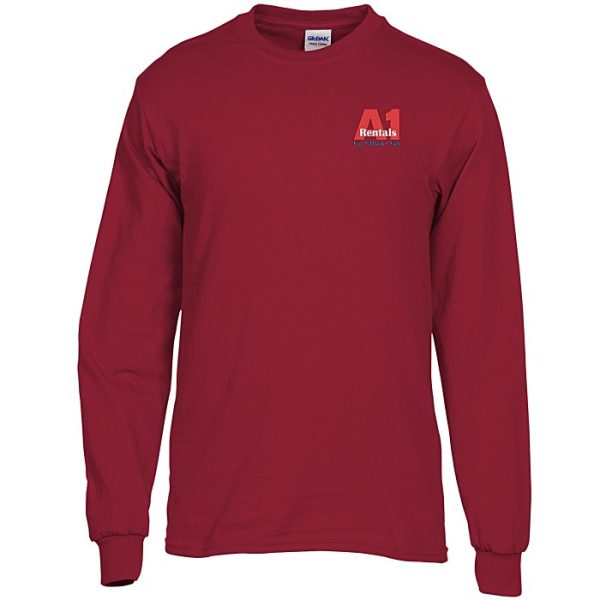 Gildan 5.3 oz. Cotton LS T-Shirt - Embroidered - Colors 105233-LS-E-C