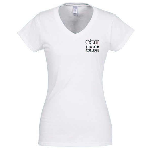 Gildan Softstyle V-Neck T-Shirt - Ladies - White - Screen 103476-L-VN-W-S