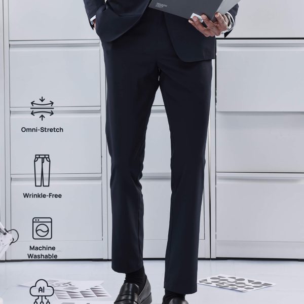 Deep Ocean Blue Stretch Casual Pants