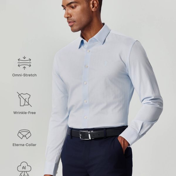 Moon Blue Ribbed Stretch Shirt