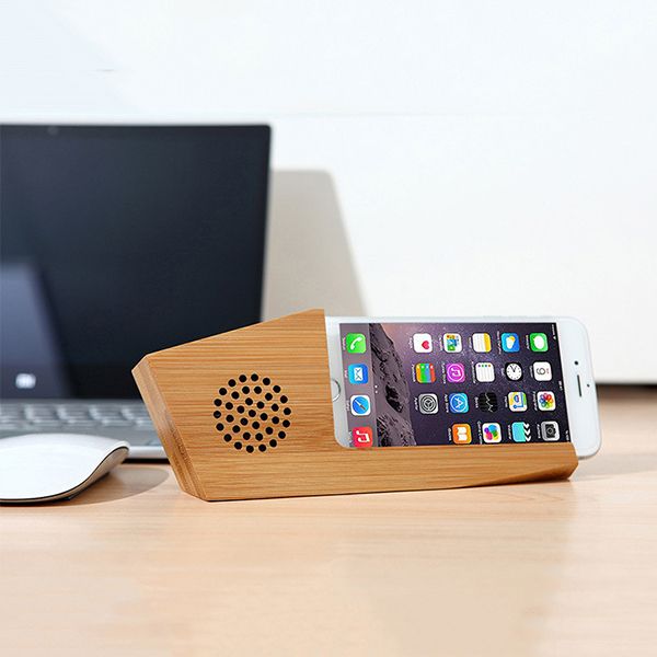 Horizontal Bamboo and Wood Loudspeaker Mobile Phone Holder | Bluetooth Speaker Gift | Electronic Product Customization