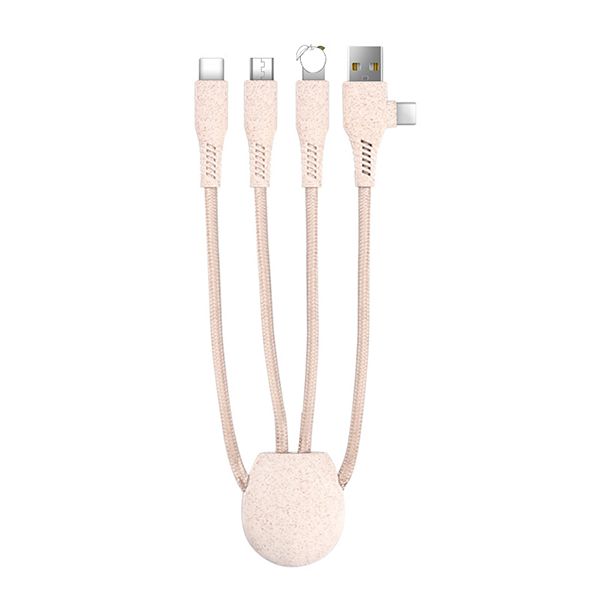 4-in-1 Degradable Material Charging Cable | Wheat Straw Series | Environmentally Friendly Gift Customization