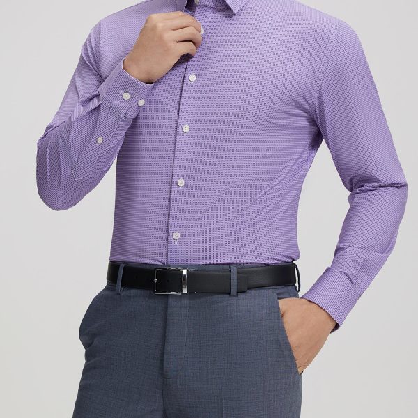 Purple Plaid High-Stretch Shirt