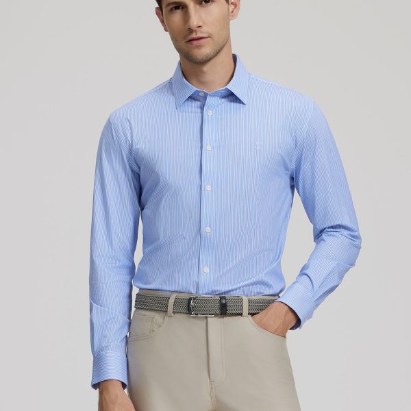 Classic Blue Striped High-Stretch Shirt