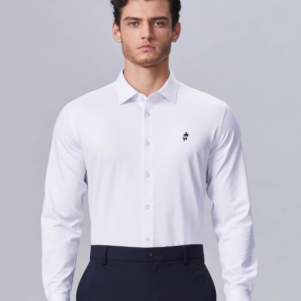 S50 Alpine Snow White Silk Stretch Shirt