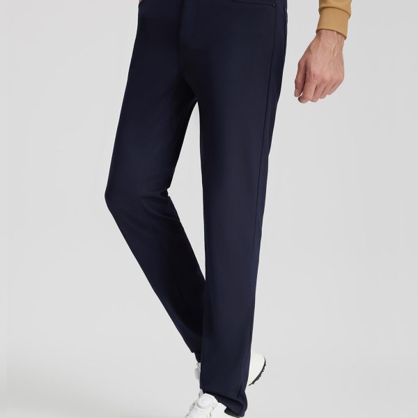 Navy Blue 5-Pocket Stretch Casual Pants