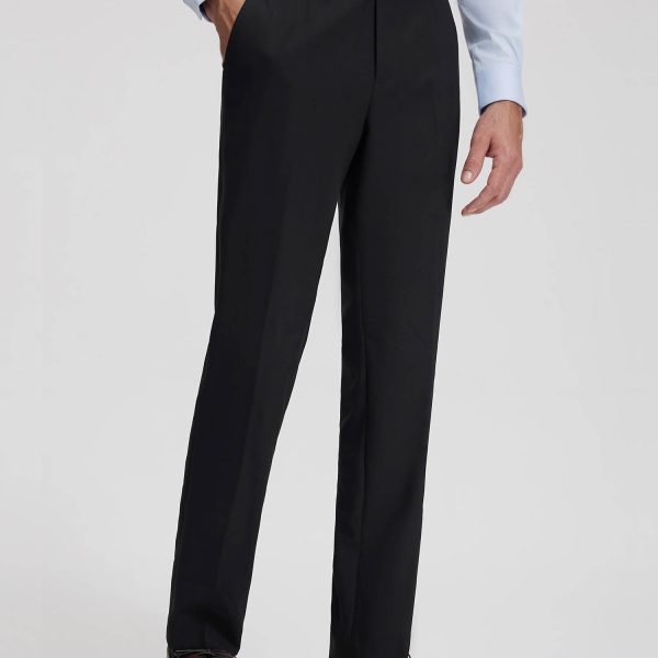 High-Knit Black Wool Stretch Suit Pants
