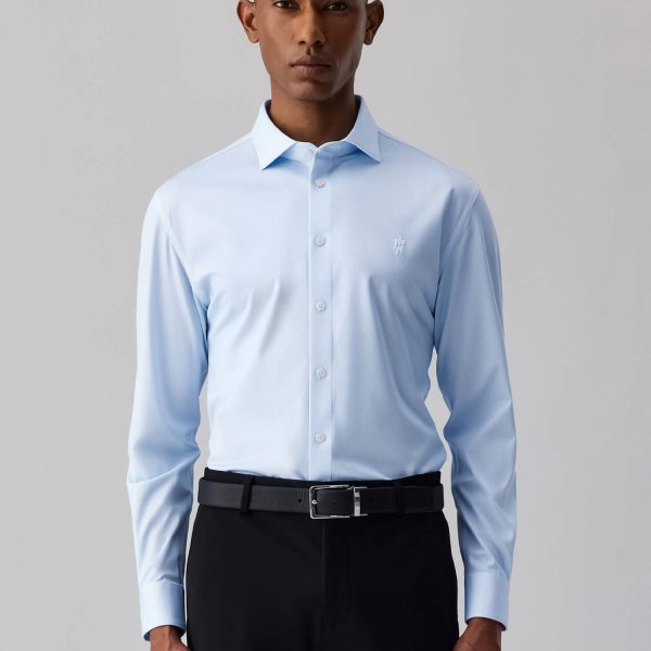 Jade Blue Silk High-Stretch Shirt