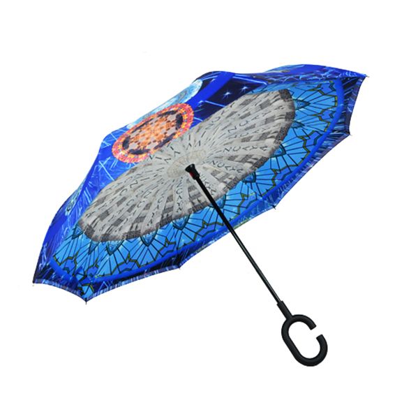 C-Handle Color Printed Reverse Umbrella | Umbrella Gifts | Customized Outdoor and Sports Gifts