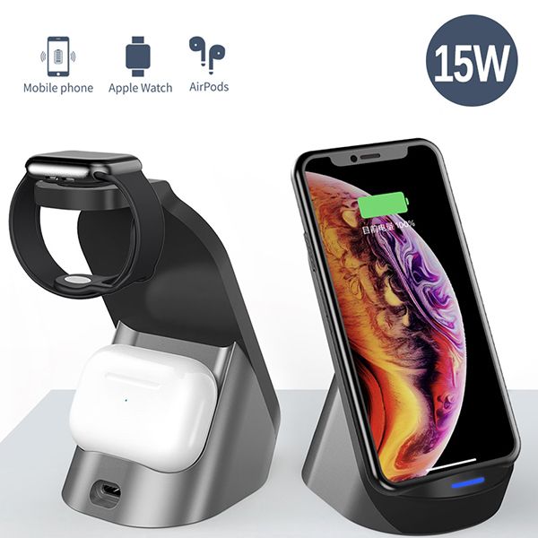 3-in-1 LED Logo Wireless Charging Stand-15W | Charger Gift Customization