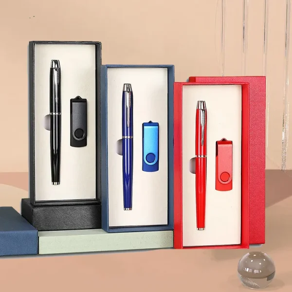USB Flash Stick Ball Point Pen Gift Set with High Quality Box