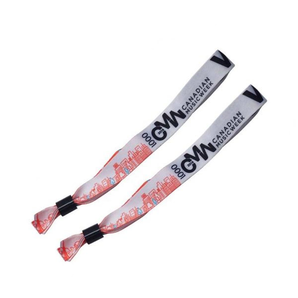Custom Event Festival Club Concert Polyester Cloth Woven Fabric Elastic fabric Bracelet