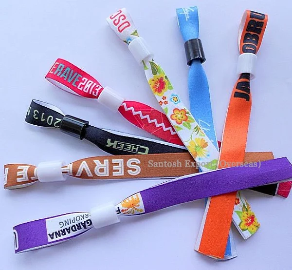 Event Party Festival Custom Artificial Style High Quality Popular Slide Closure Cloth Silk Ribbon Fabric Wristband