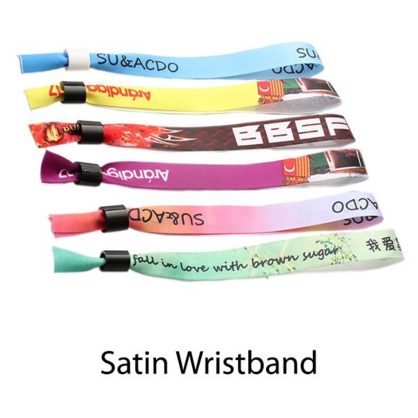 Party Custom Barrel Lock Wristband Plain Fabric Festival Cloth Entrance Ticket Event Satin Wristband For Concert Woven wristband