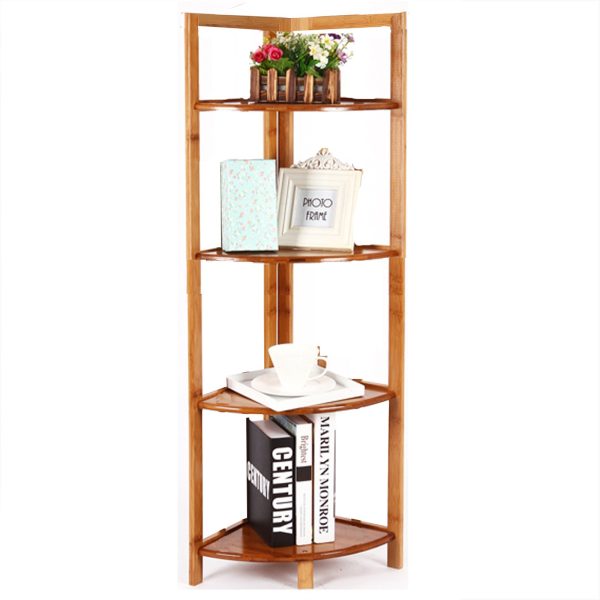 Multipurpose Free Standing 4 Tier Bamboo Shelves Storage Racks Bathroom Corner Shelf Rack for Living Room