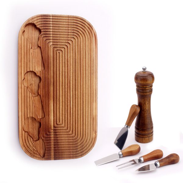 Wholesale Acacia Wood Cheese Board Set with Paddle Cutting Knife Handle Cheese Serving Platter for Chopping Blocks