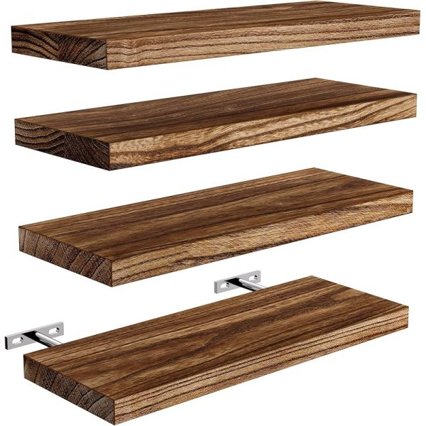 Paulownia Wood Wall Shelf Natural Wooden Floating Shelf for Bathroom Living Room Wardrobe-Tool Use