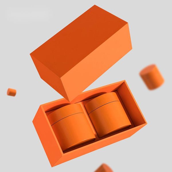 Packaging Manufacturer Paper Box With Small Airtight Round Tins Double Lid Tea Gift Set Custom Logo