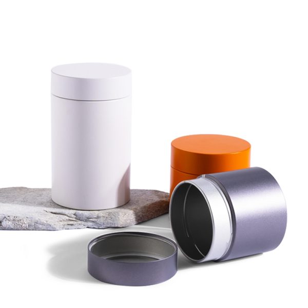 Round Airtight Tea Tin Canister Food Grade Metal Storage Container