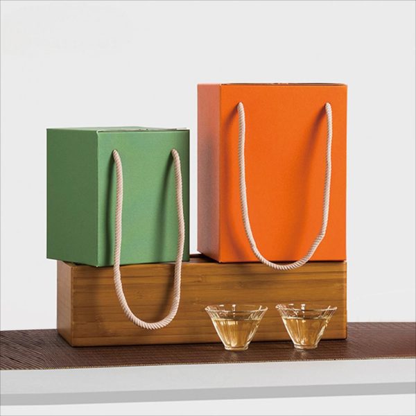 Custom Printed Foldable Paper Box  Simple Tear Handbag Boxes With Custom Printed Logo Gift Packing Box for Tea Storage