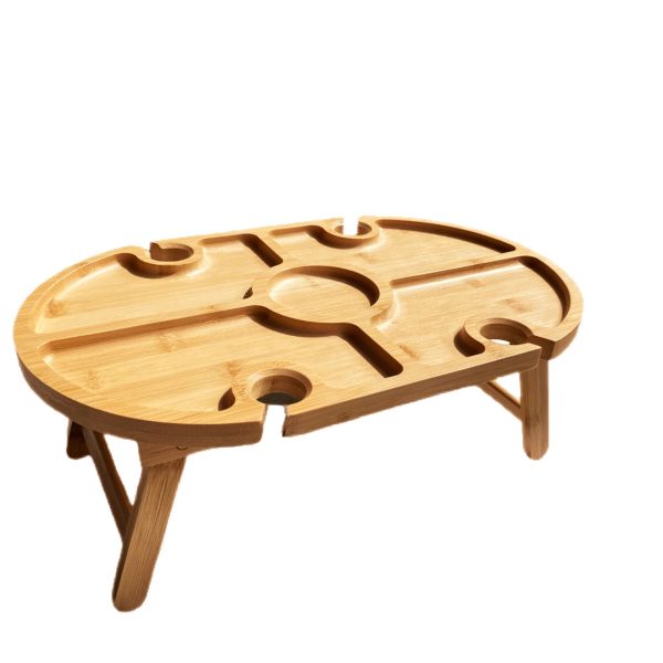 Portable Foldable Bamboo Wine Picnic Table Eco-Friendly Wood Camping Table for Beach for Outdoor Camp Hiking Picnics