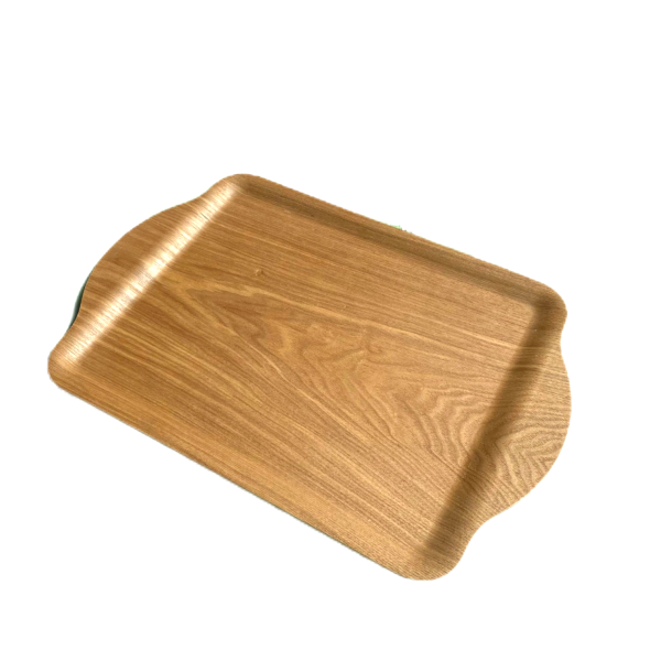 Wholesale Factory Custom Print logo Rectangle Wavy Shape Plywood Serving Tray with Wooden Veneer Dinnerware