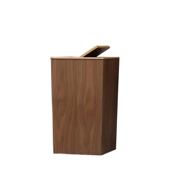 Custom Willow Wooden Dustbin Box With Cover Manufacturer Wooden Trash Can