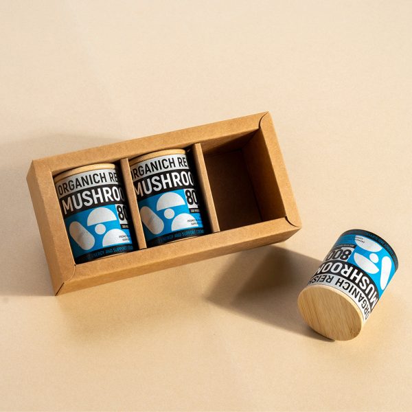 Food Grade Mini Kraft Paper Canisters With Bamboo Lid for Nutritional Supplements Storage