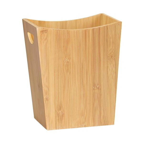 Custom Bamboo Trash Can. Small Waste Basket with Handles.Rectangular Bamboo Garbage Can for Bedroom. Bathroom. Kitchen. Office