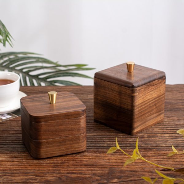 Black Walnut Wooden Toothpick Case Box with Metal Handle for Home Hotel & Restaurant Toothpick Storage & Holder