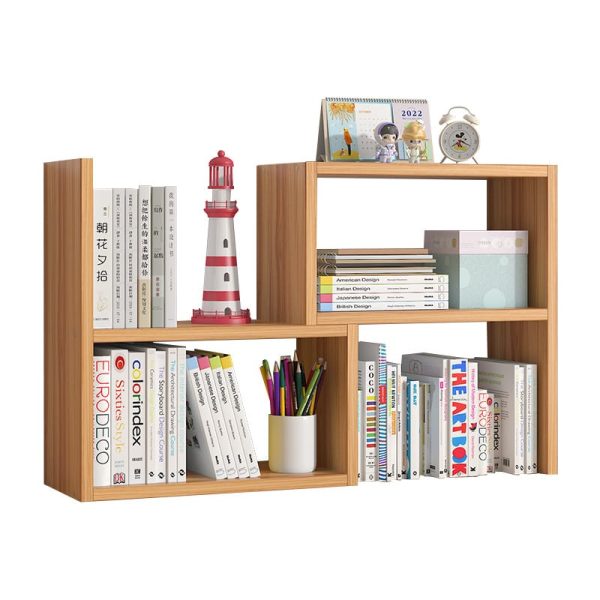 Custom Modern Bamboo Bookcase Shelves Stretchable Desk File Storage Bookshelf for Dormitory Standing Type Installation