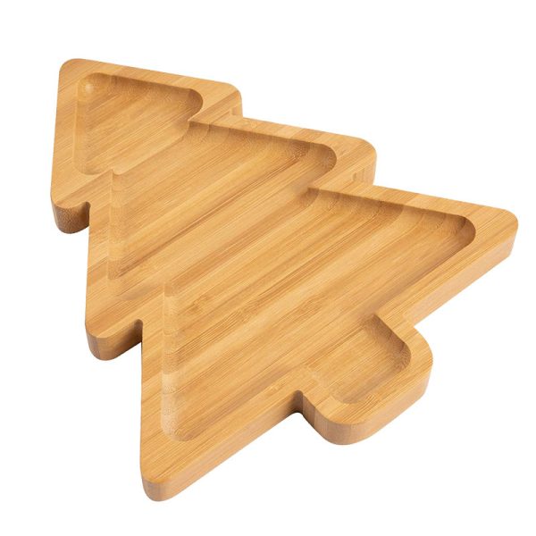 Eco-Friendly Christmas Serving Tray Tree Shape Plate Snack Tray Platter Dessert Serving Dish Bamboo Food Tray Dinnerware