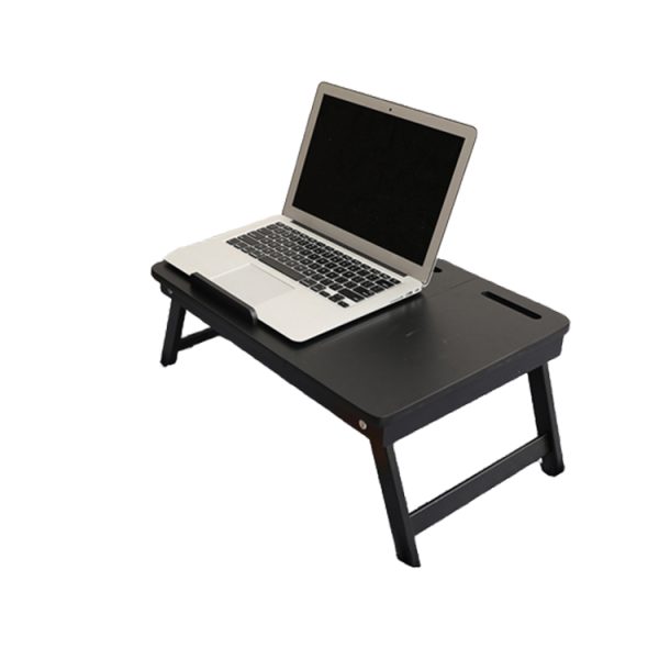 Eco-Friendly Bamboo Laptop Desk with Folding Legs Black Bed Tray Breakfast Table for Home Office Foldable Storage Furniture
