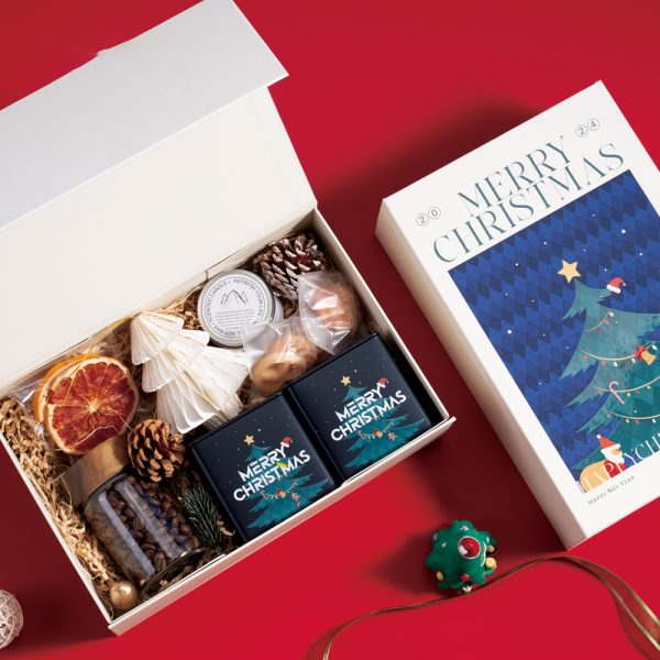 Custom Foldable Paperboard Boxes With Square Tin Cans Packaging Set Christmas Gift Boxes