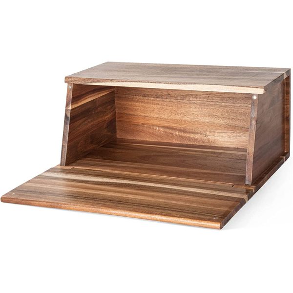 Large Capacity Wooden Bread Box Storage Organizer Natural Food Storage Container for Kitchen Countertop for Bread & Baked Goods