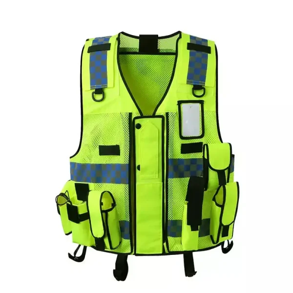 Class 2 High Visibility Custom Logo Men Worker Security Workwear Industrial Construction Hi Vis Work Reflective Safety Vest
