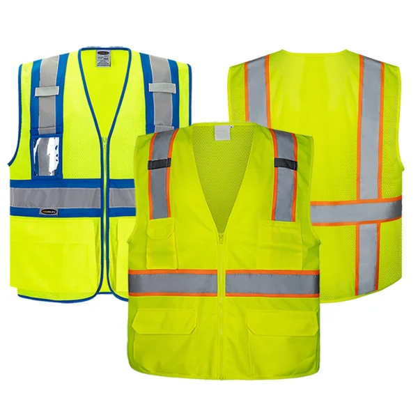 ANSI Hi Vis Safety Vest with 10 Pockets Multi-Color Customizable Reflective Work Vest for Construction