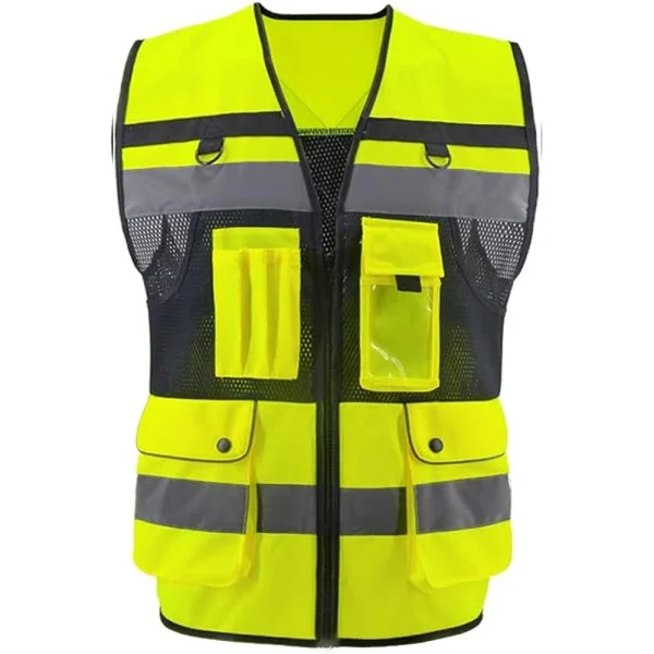 SMASYS Low MOQ in Stock High Reflective Tape Yellow Safety Vest Practical Lightweight Breathable Mesh Reflective Safety Vest