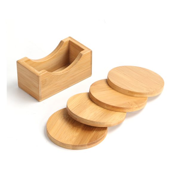 Food Grade Wholesale Bamboo Wooden Round Bulk Table Coasters