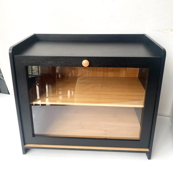 Bamboo Bread Box for Kitchen Countertop. Double Layer Large Capacity Bread Storage Cabinet with Removable Cutting Board