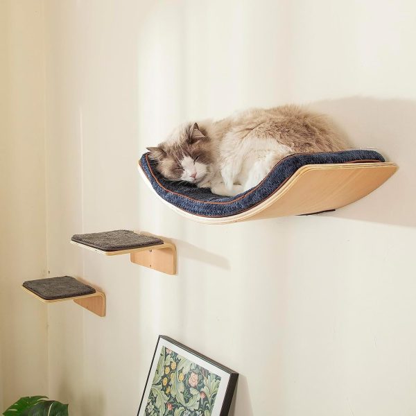 Cat Curved Wall Shelf Furniture. Cat Window Perch Seat Bed for Playground