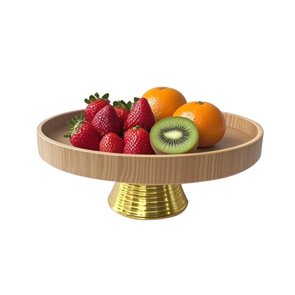 Luxury European Modern Wood and Metal Tray for Home and Hotel for Serving Cake and Fruit for Living Room Decor