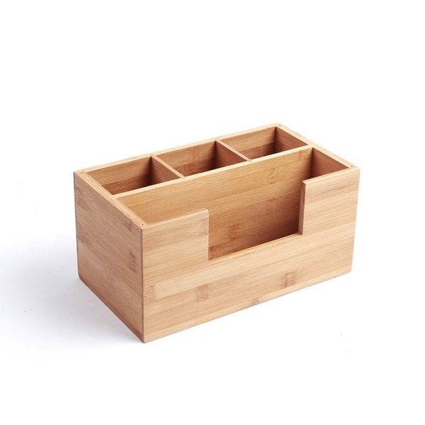 Wholesale Bamboo Wooden Cutlery Box Storage Holder Household Makeup Organizer Storage Racks