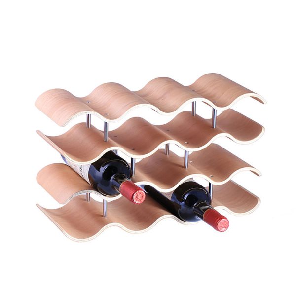 Natural Plywood Wooden Wine Holder Stand 4 Layers 12 Bottle Wine Rack for Kitchen Accessories