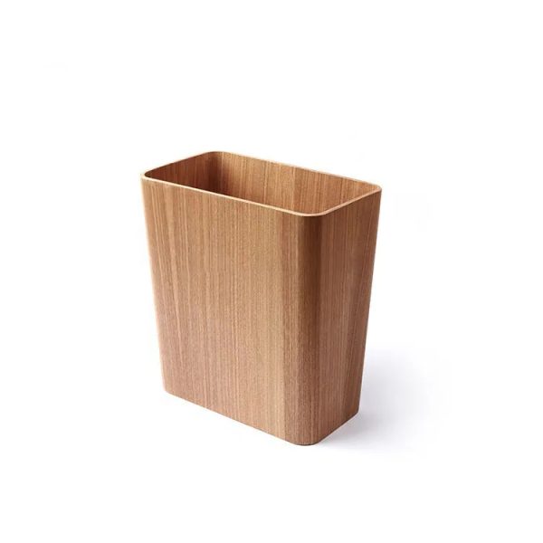 Custom  Nordic Home Office Wood Trash Cans Standing Paper Basket Rectangular Waste Bin